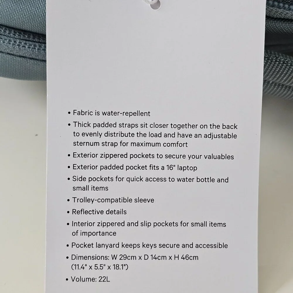 SOLD! NWT LULULEMON CRBU Crater Blue Double Zip Tech Canvas Backpack OS - Picture 16 of 16